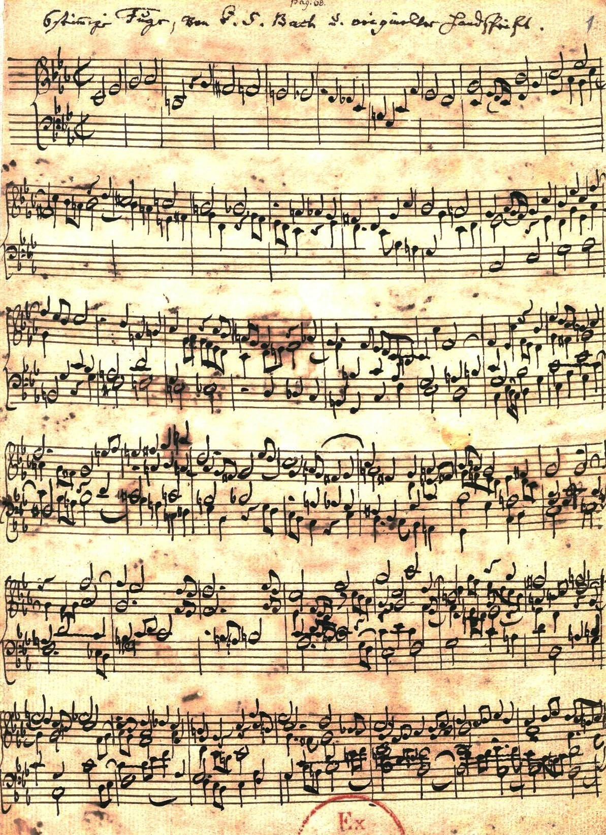 Нотний автограф Йоганна Себастьяна Баха